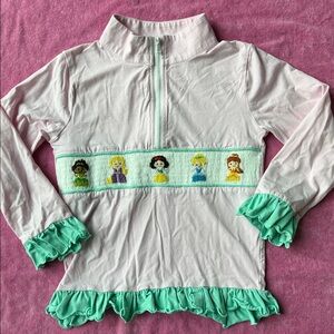 Smocked Disney Princess 1/2 zip ruffled Sweatshirt